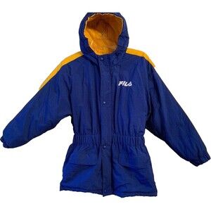 Parka Ski Jacket Boys Blue & Yellow THICK Size Medium Fila EXCELLENT Pre-Owned